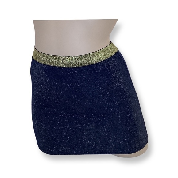 Blue and Gold Shimmery Mini Skirt - Picture 1 of 3